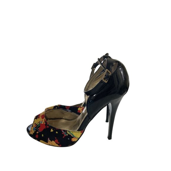 Bakers Women's size 5 Black Multicolor Peep-Toe Ankle Strap pump Heels - Picture 2 of 7